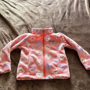 Columbia Pink Fleece Jacket with Pastel Geometric Print